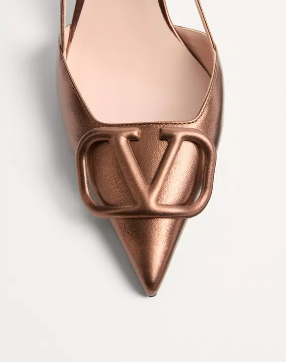 Valentino Vlogo Signature Slingback Pump In Laminated Nappa Leather 80Mm - Image 3